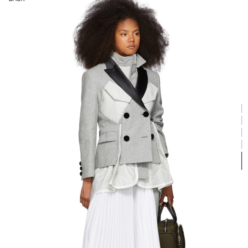 Sacai Grey Double Breasted Melton MA-1 Coat NWT - Picture 2 of 2